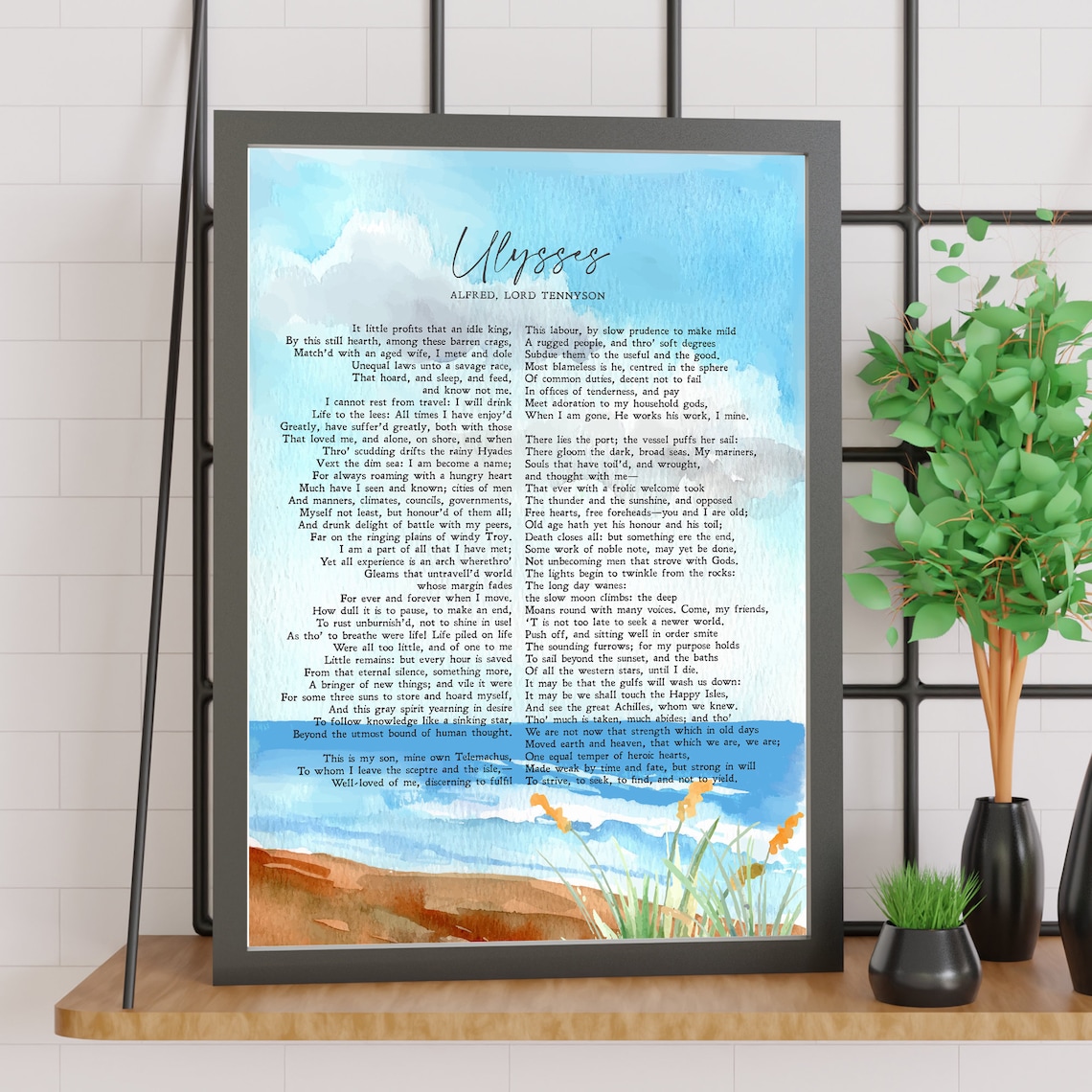 Alfred Lord Tennyson Ulysses Poem Watercolor Seaside Minimalist Poster - Image 2