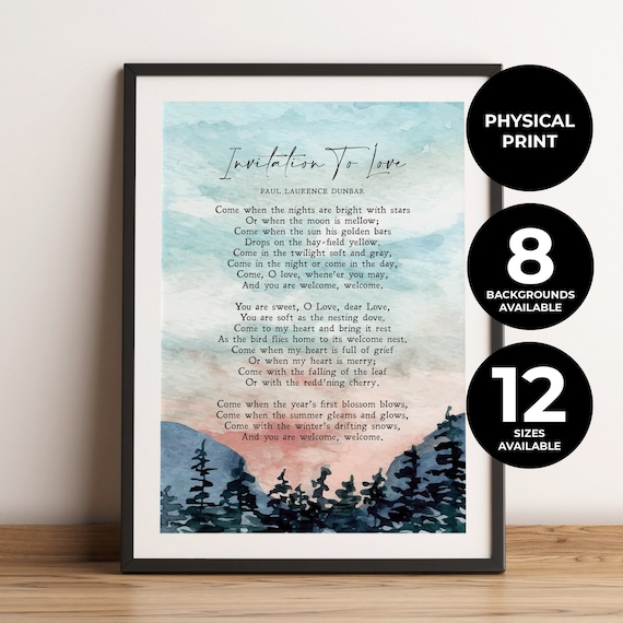 Invitation To Love Paul Laurence Dunbar Poem Watercolor Poster