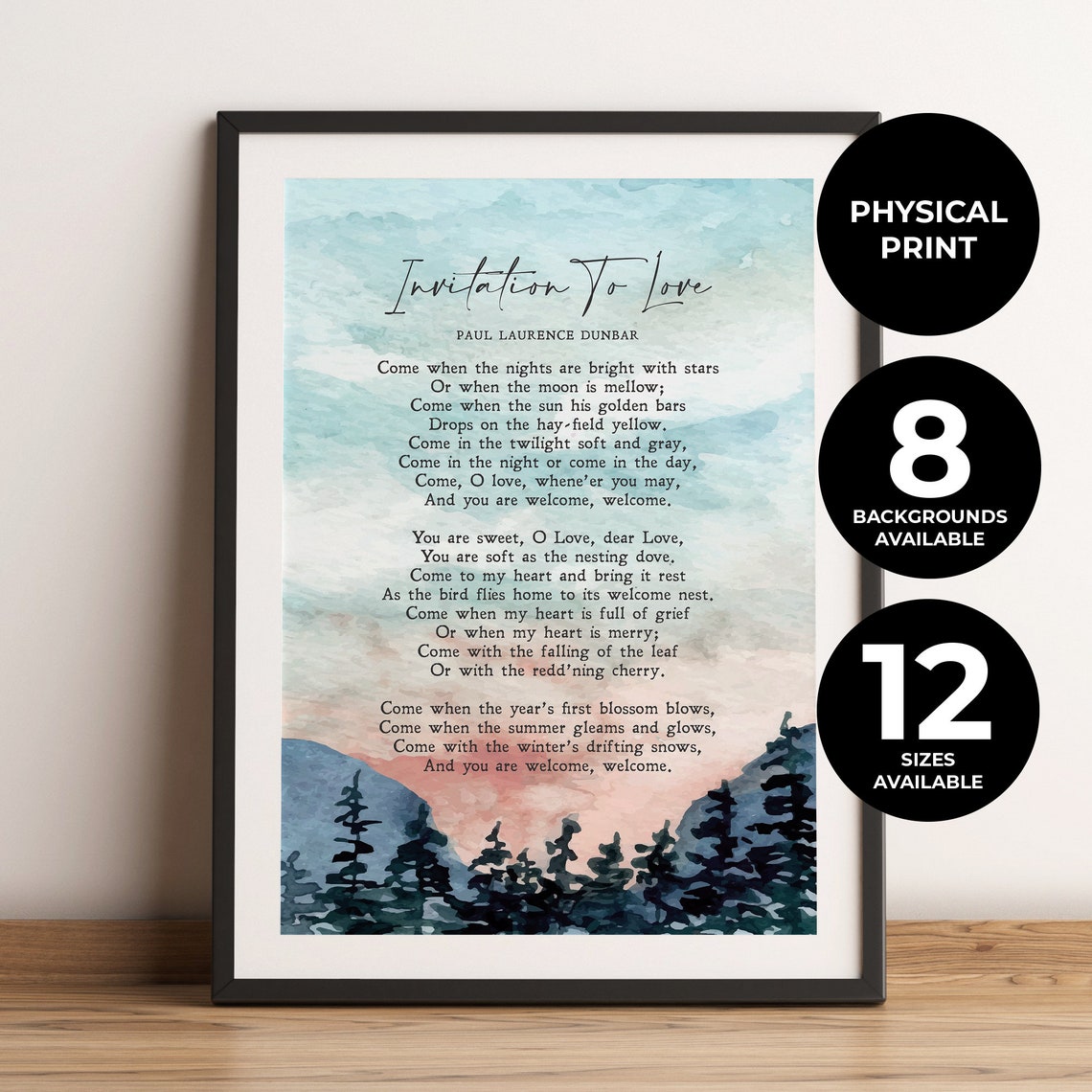 Invitation To Love Paul Laurence Dunbar Poem Watercolor Poster