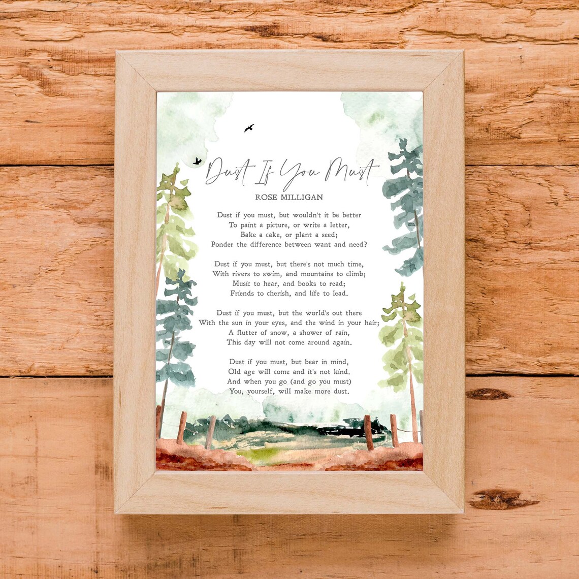 Dust If You Must, Rose Milligan Nature Quote Art Print - Image 2