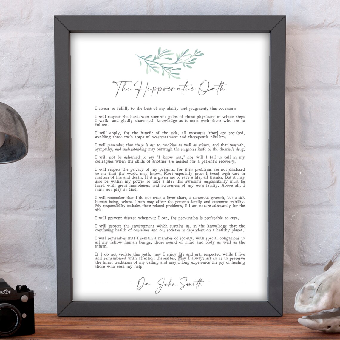 Personalized Hippocratic Oath Minimalist Quote Print - Image 3