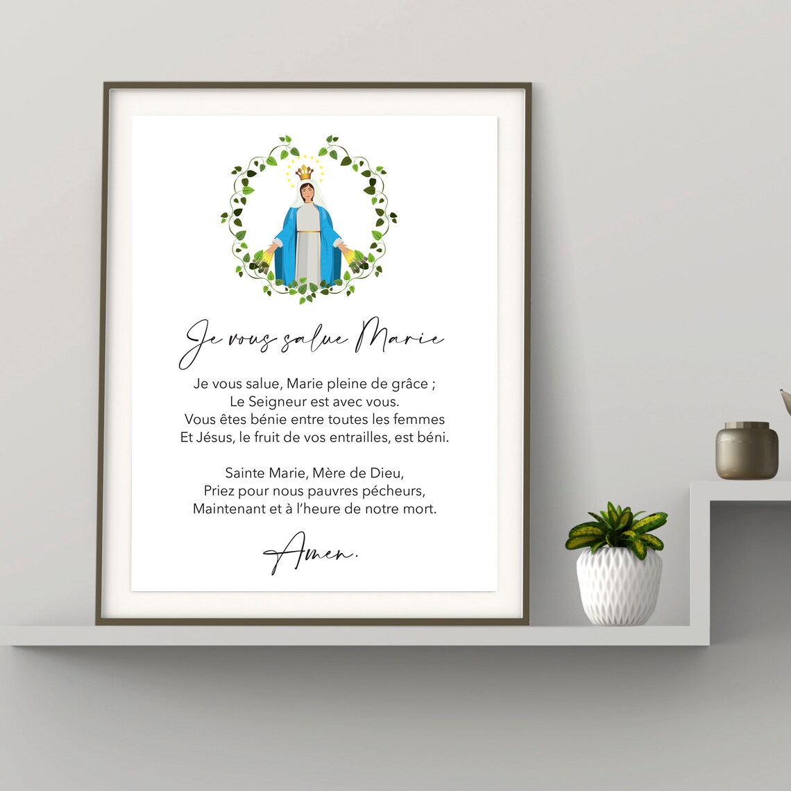 Hail Mary French Prayer Christian Art Print
