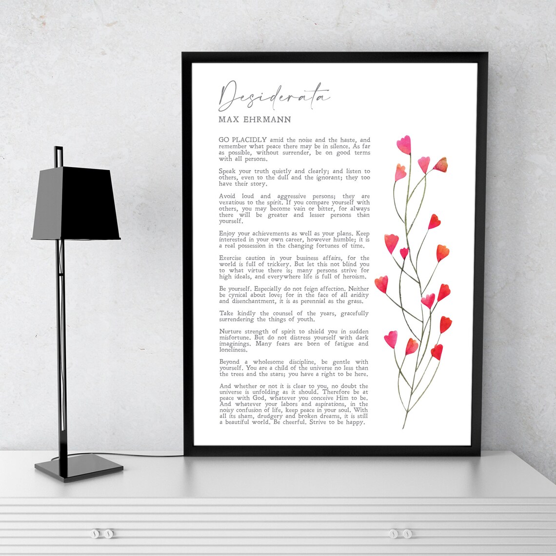 Desiderata by Max Ehrmann, Minimalist Quote Art Print