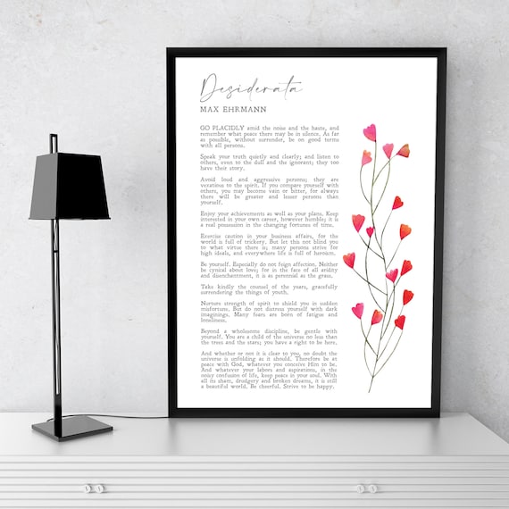 Desiderata by Max Ehrmann, Minimalist Quote Art Print