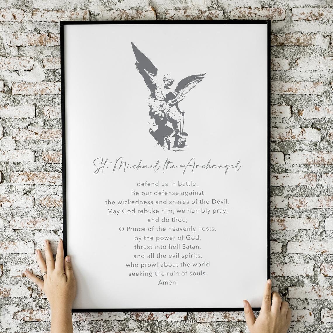 Prayer To St Michael The Archangel Catholic Art Print - Image 3