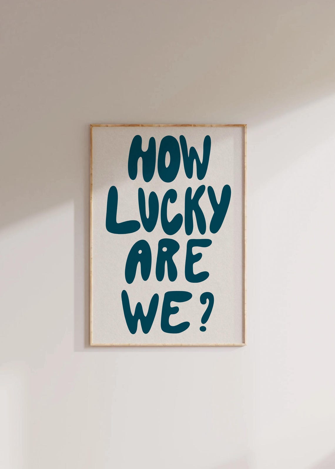 How Lucky Are We Teal Retro Bubble Letters Uplifting Quote Poster - Image 2