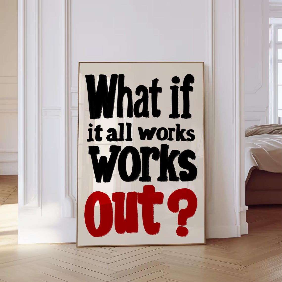 What If It All Works Out Bold Black Red Typography Quote Poster - Image 3