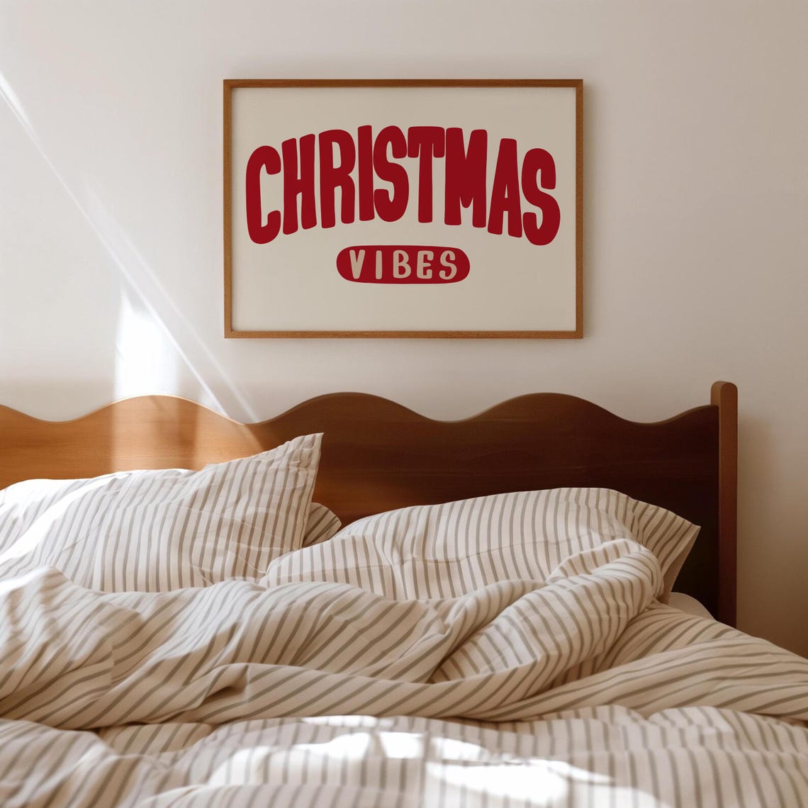 Christmas Vibes Red Retro Arched Lettering Holiday Horizontal Poster - Image 3