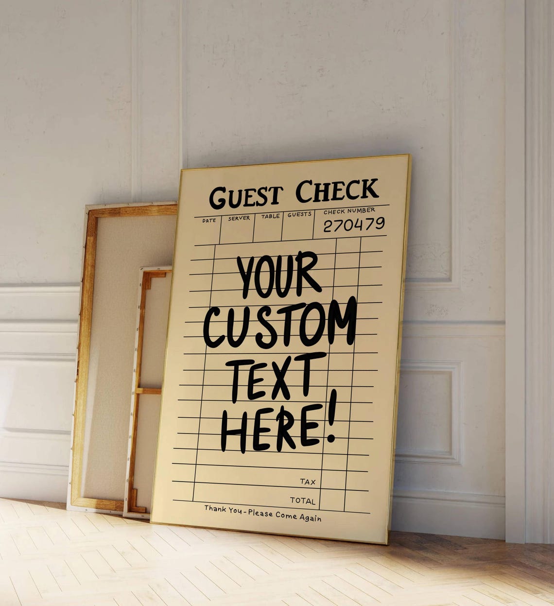 Guest Check Custom Text Retro Restaurant Receipt Kitchen Poster - Image 3