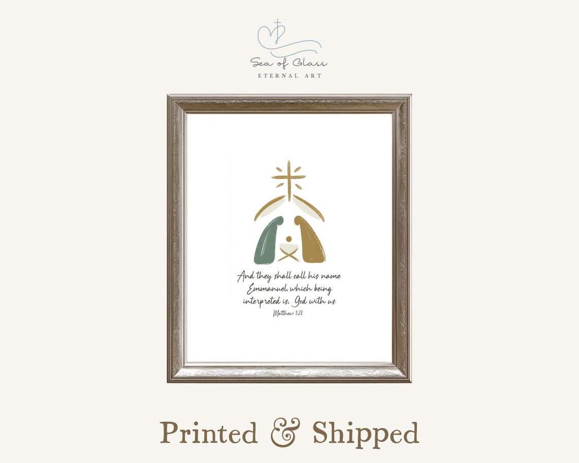 Minimalist Nativity Emmanuel Matthew 1:23 Bible Verse Christian Poster