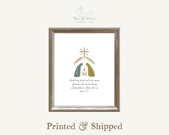 Minimalist Nativity Emmanuel Matthew 1:23 Bible Verse Christian Poster