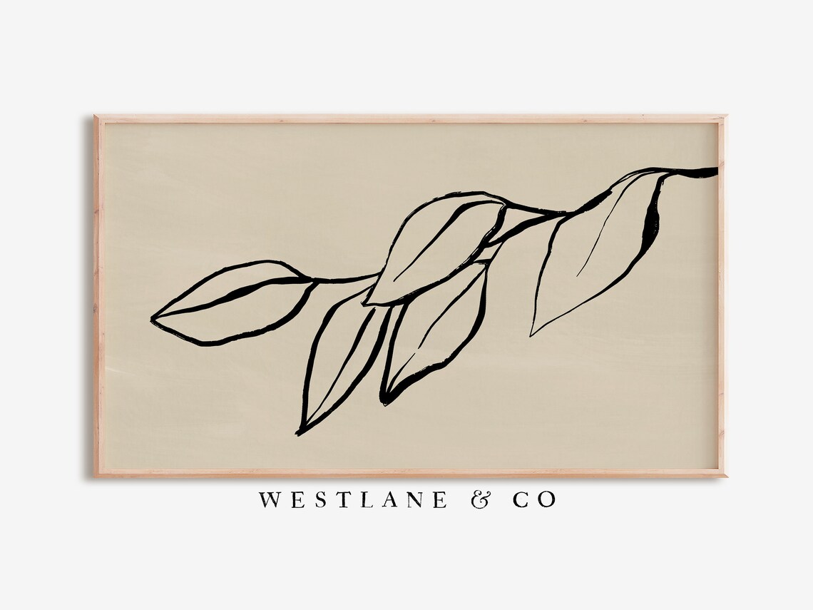 Botanical Abstract Sketch, Minimalist Branch Drawing