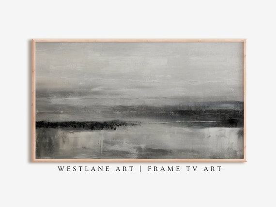Tv Art Grey Black Modern Painting Industrial Farmhouse Living Room Decor Tv397