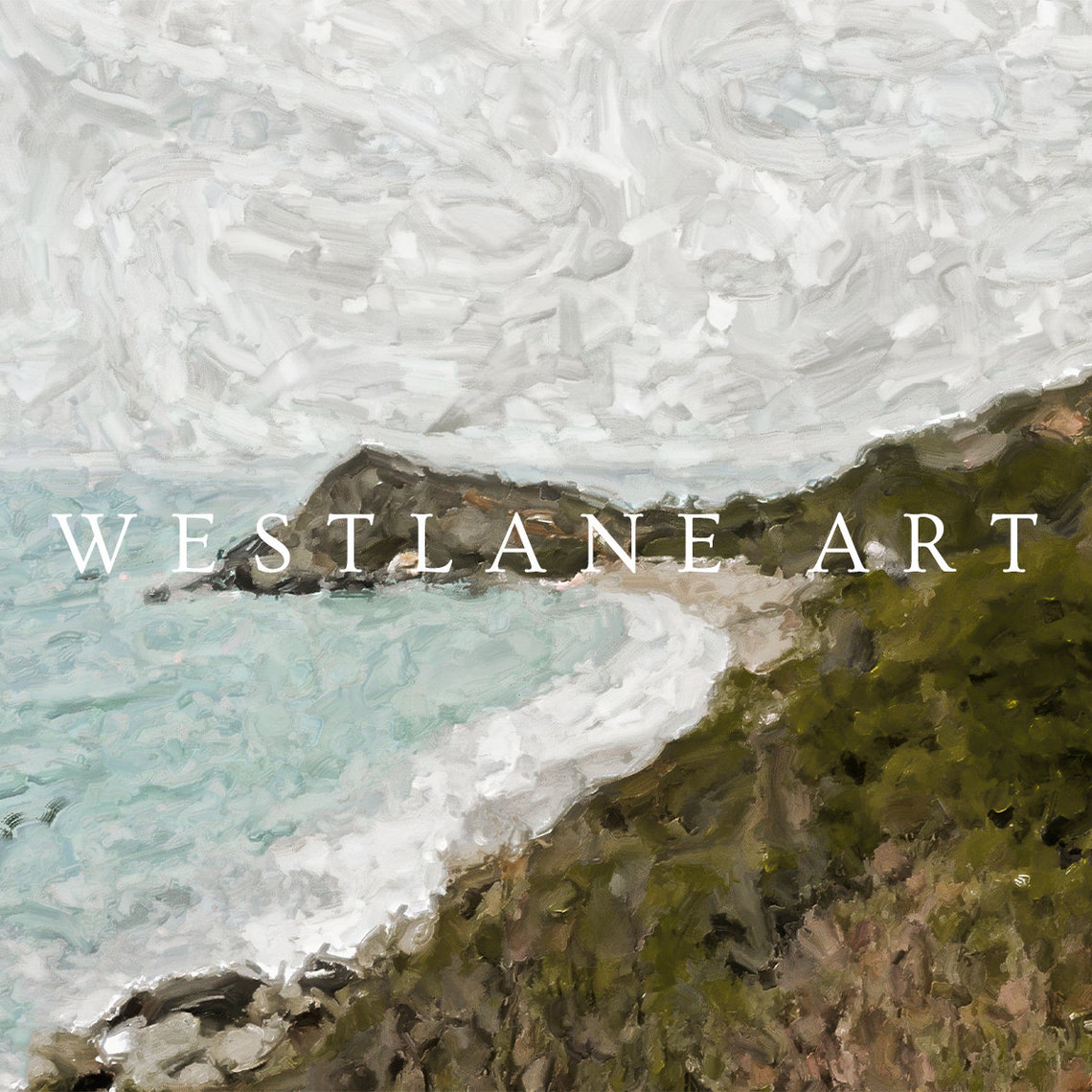 Turquoise Ocean Cliff Coastline Impressionist Seaside View Poster - Image 2