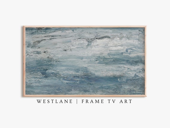 Frame Tv Art Vintage Clouds Abstract Painting Blue Tv230