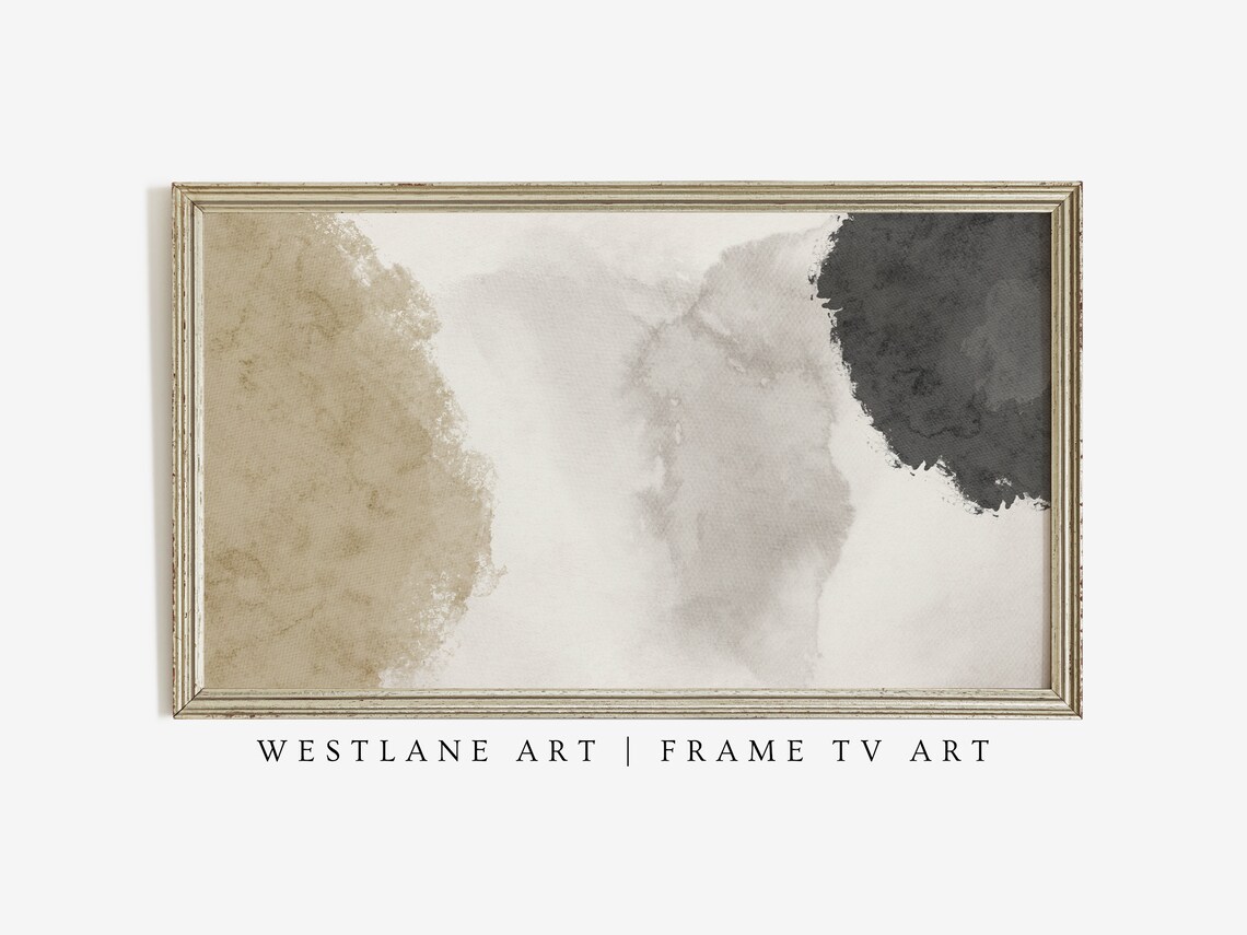 Neutral Minimalist Abstract Beige Gray Watercolor Modern Wall Art - Image 3