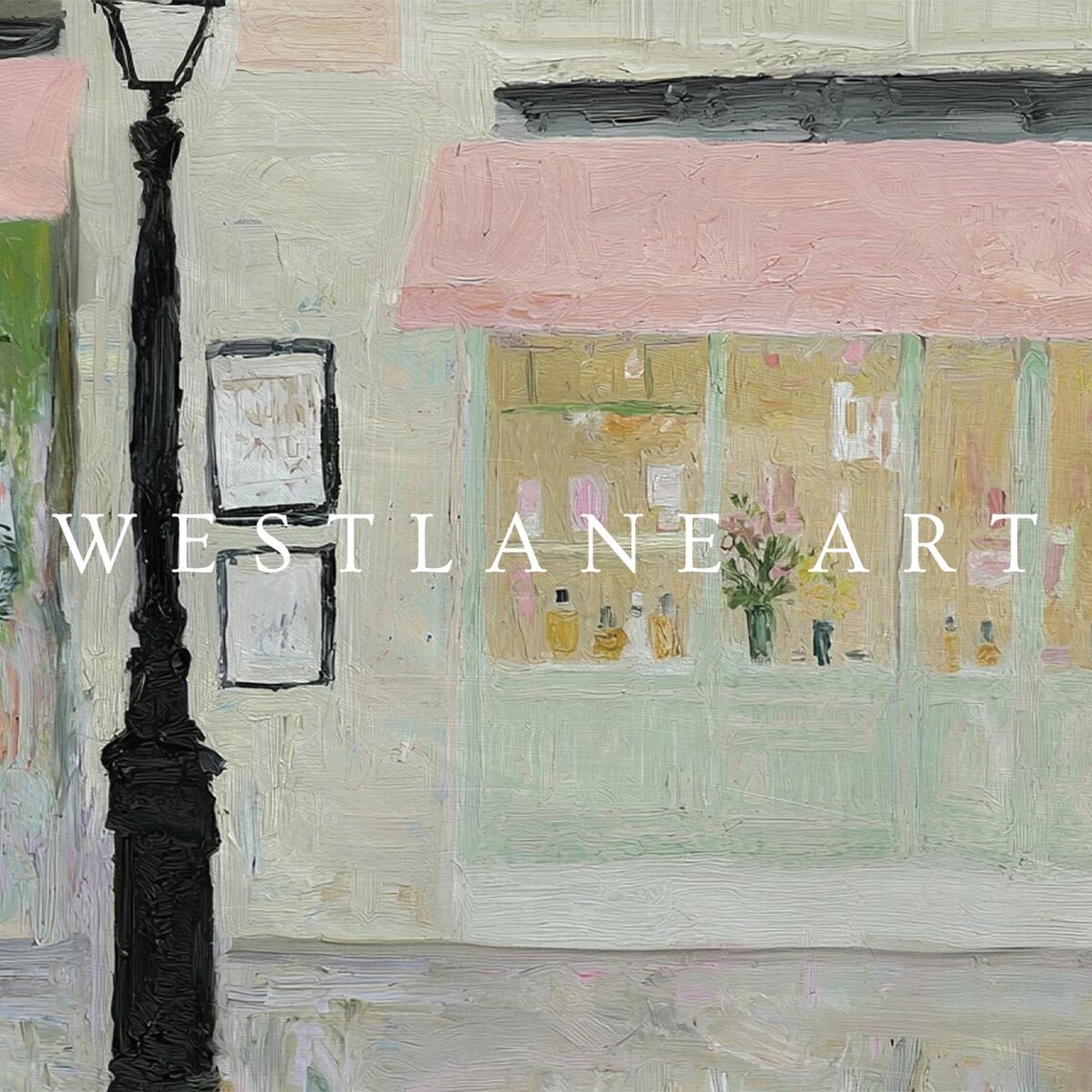 Paris Flower Shop Pink Awning Parisian Street Scene Art Print - Image 3