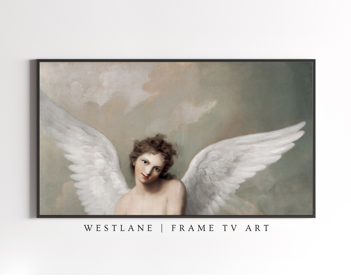 Vintage Angel Painting White Wings Religious Decor Art Poster - Image 2
