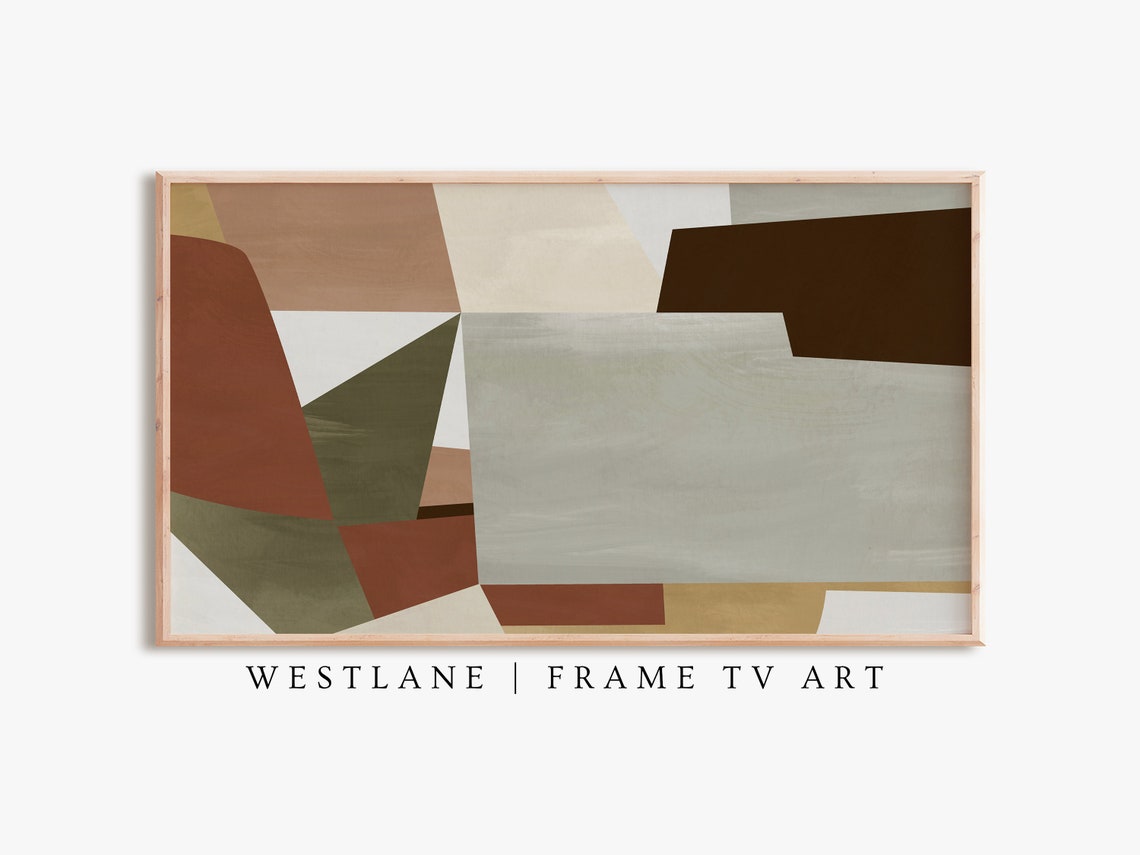 Mid Century Modern Abstract Green Geometric Shapes Wall Art Print