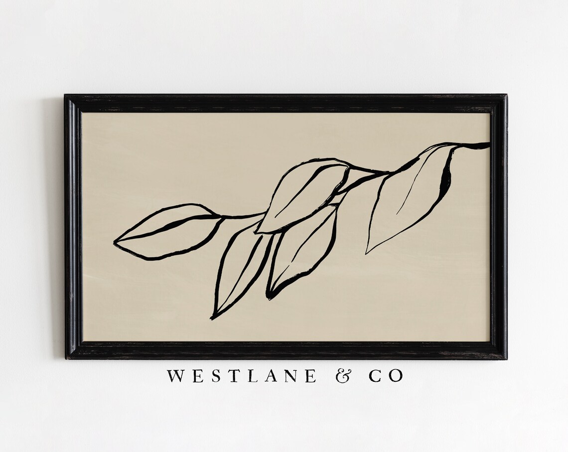 Botanical Abstract Sketch, Minimalist Branch Drawing - Image 2