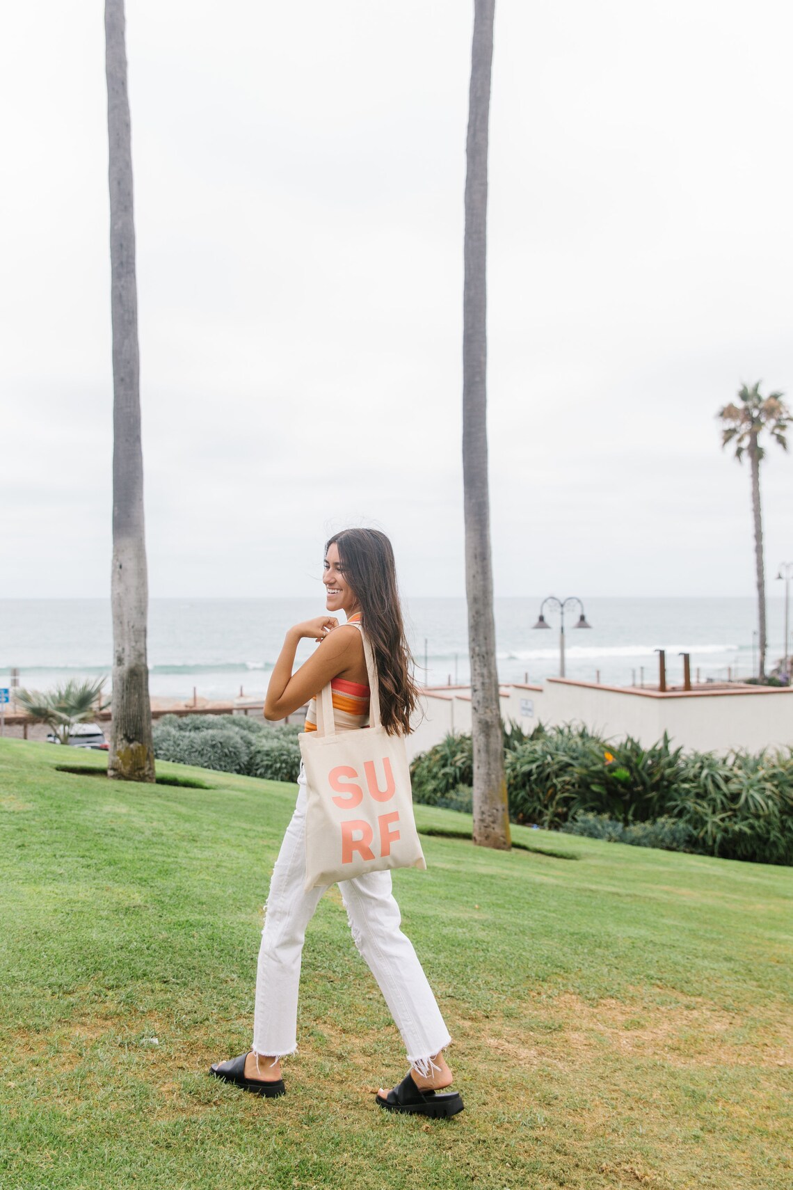 Surf Like A Girl Boho Surf Tote Bag Art Print - Image 2