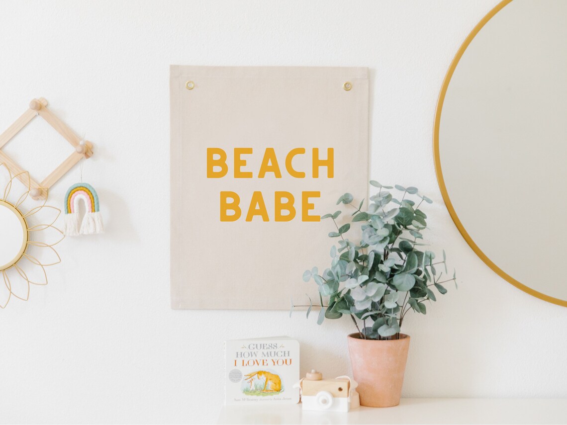 Beach Babe Wall Flag Beach Nursery Decor Boho Surf Room Decor Modern Beach Nursery Boho Surf Decor For Girls Room - Image 3