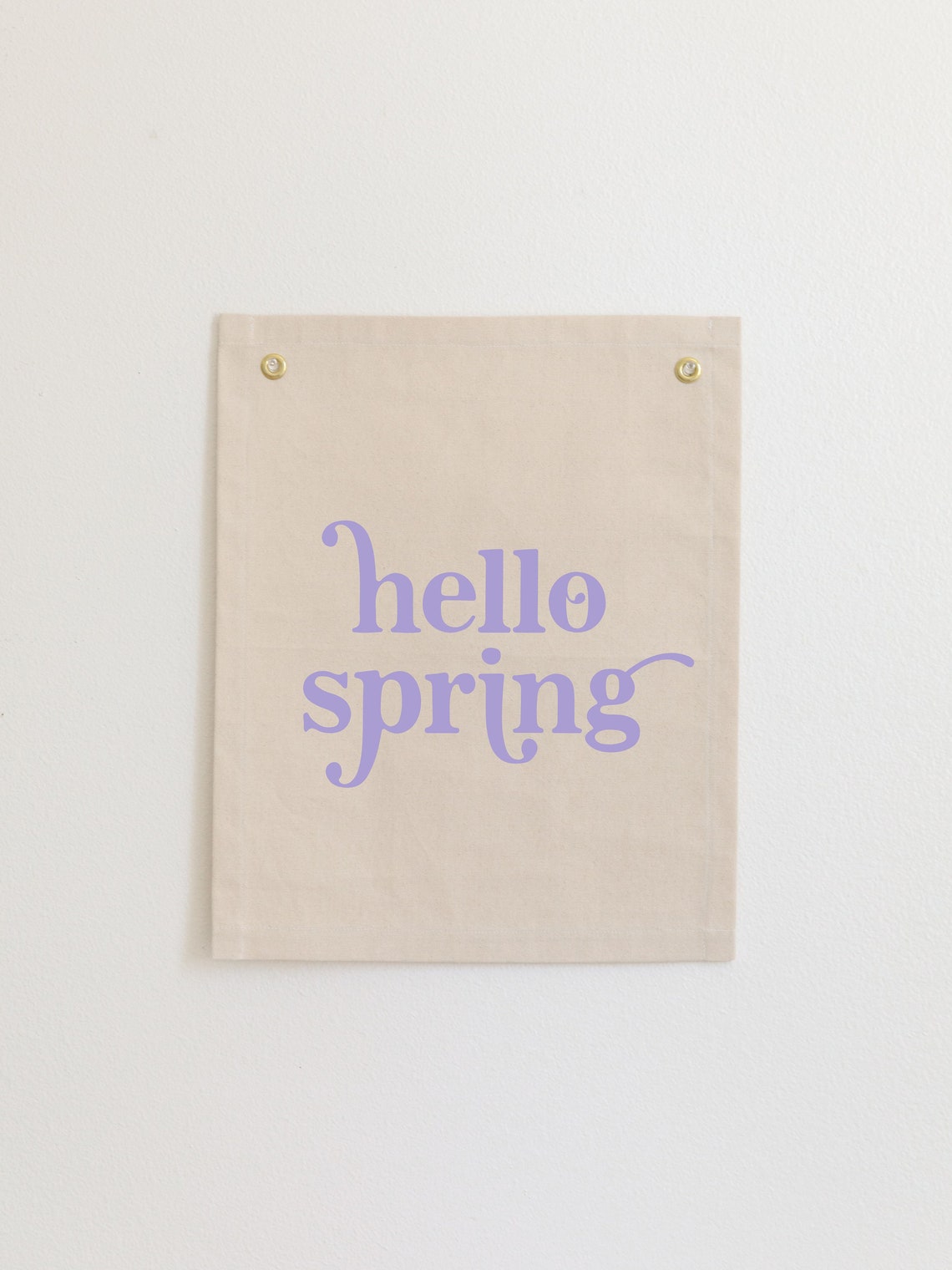 Hello Spring Coral Script Canvas Flag Farmhouse Decor Wall Art - Image 2