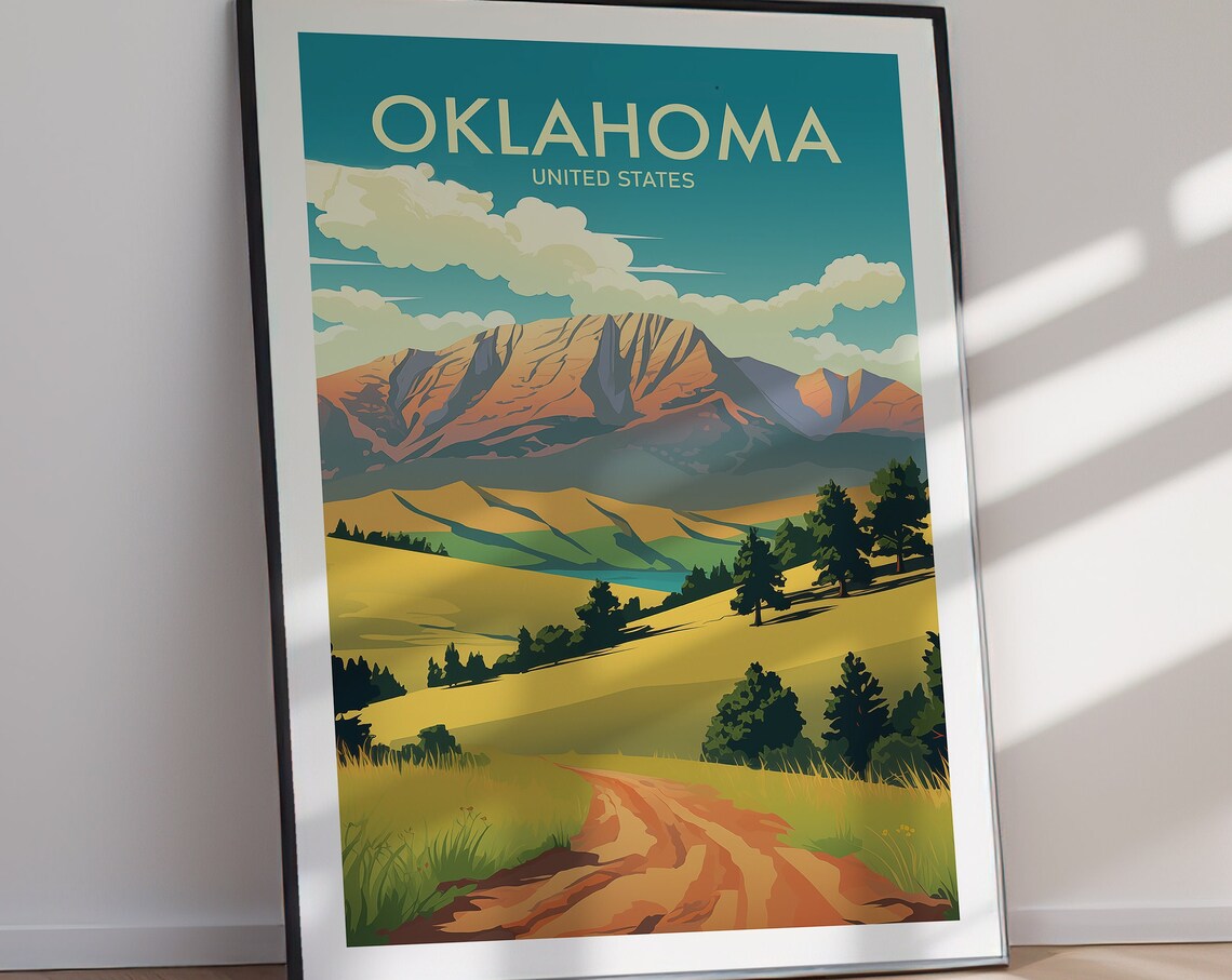 Oklahoma Us State Travel Poster, Art Print - Image 2