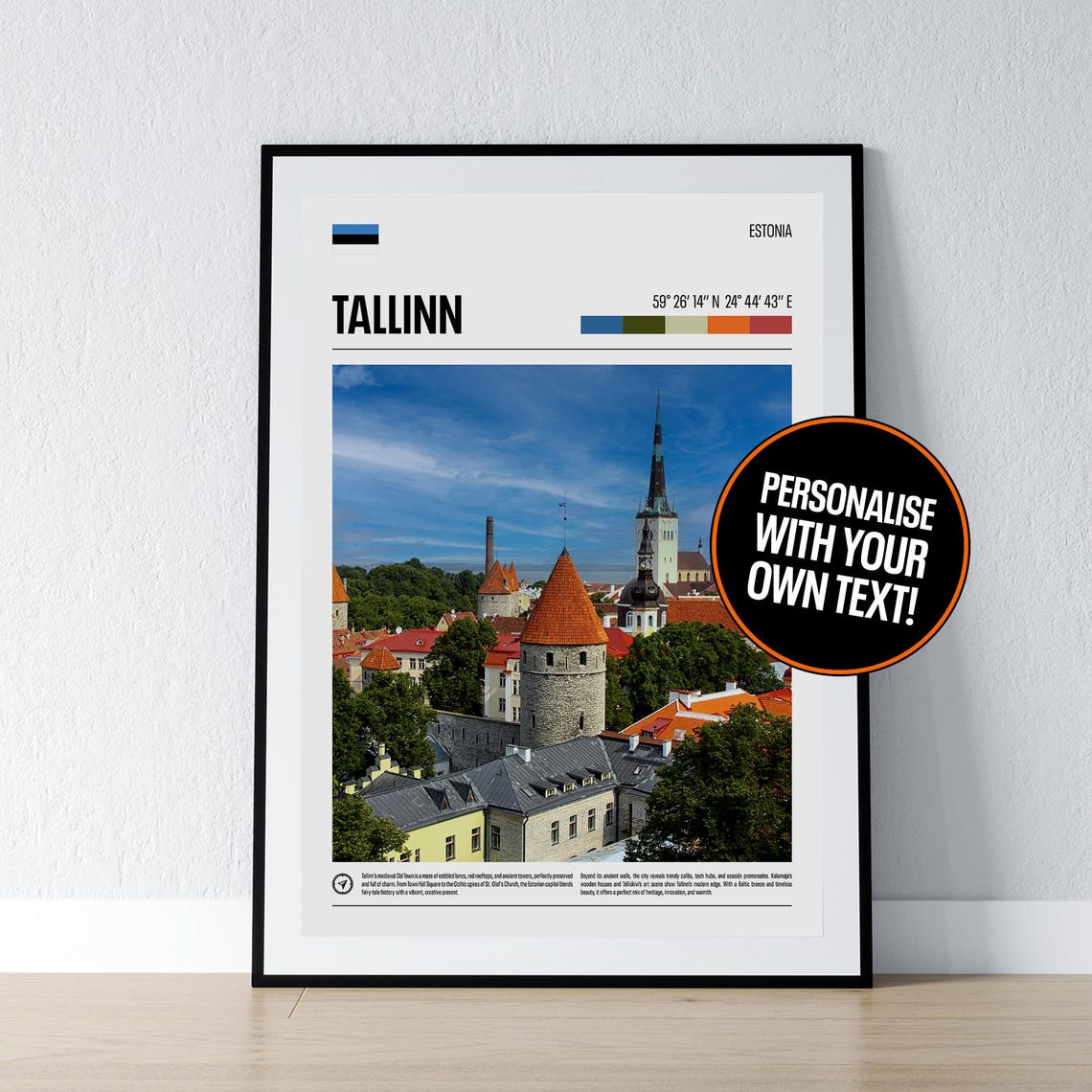 Tallinn Estonia Medieval Old Town Personalised Travel Poster