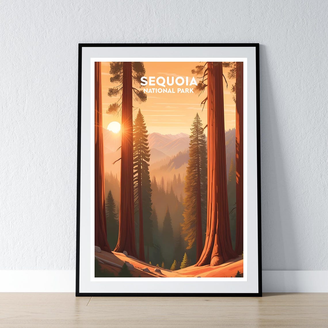 Sequoia National Park Sunset Among Giant Trees Travel Poster