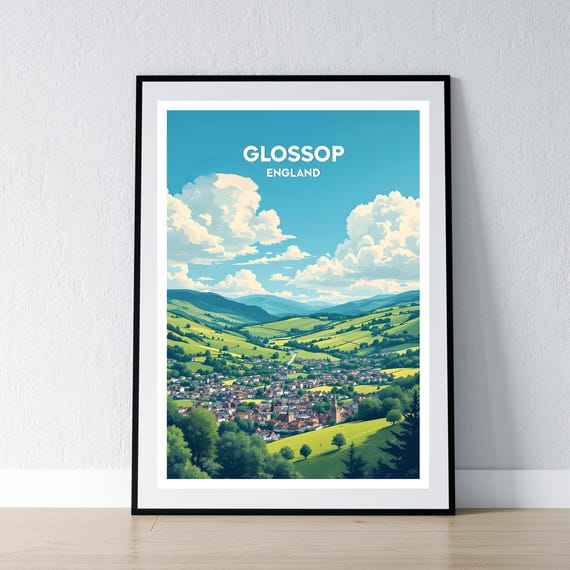 Glossop Poster Print High Peak Wall Art Gift Travel Home Decor Illustration