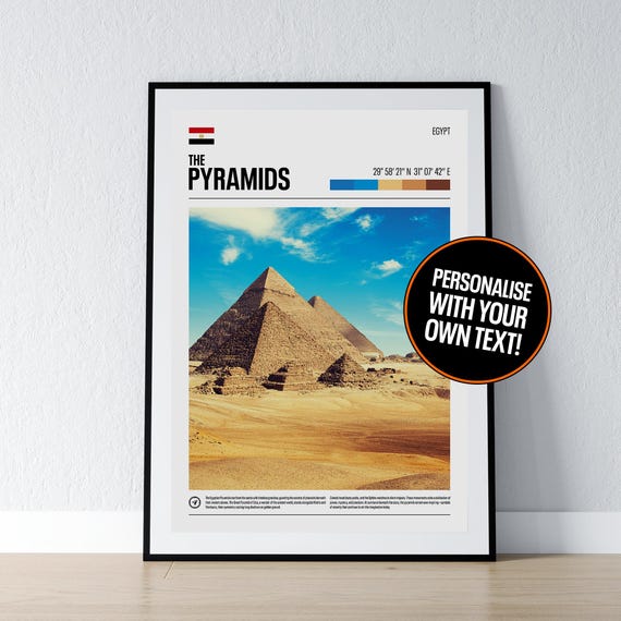 Pyramids Of Giza Cairo Poster Wall Art Coordinates Egypt Photo Print Travel Egyptian Gift Home Decor