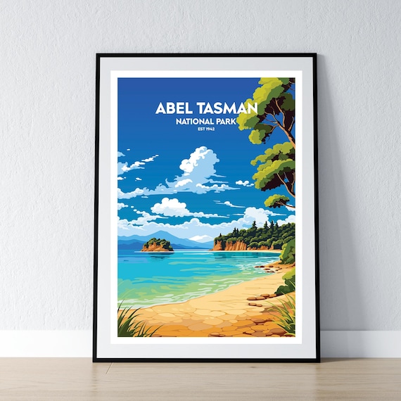 Abel Tasman National Park Est 1942 Coastal Beach Travel Poster