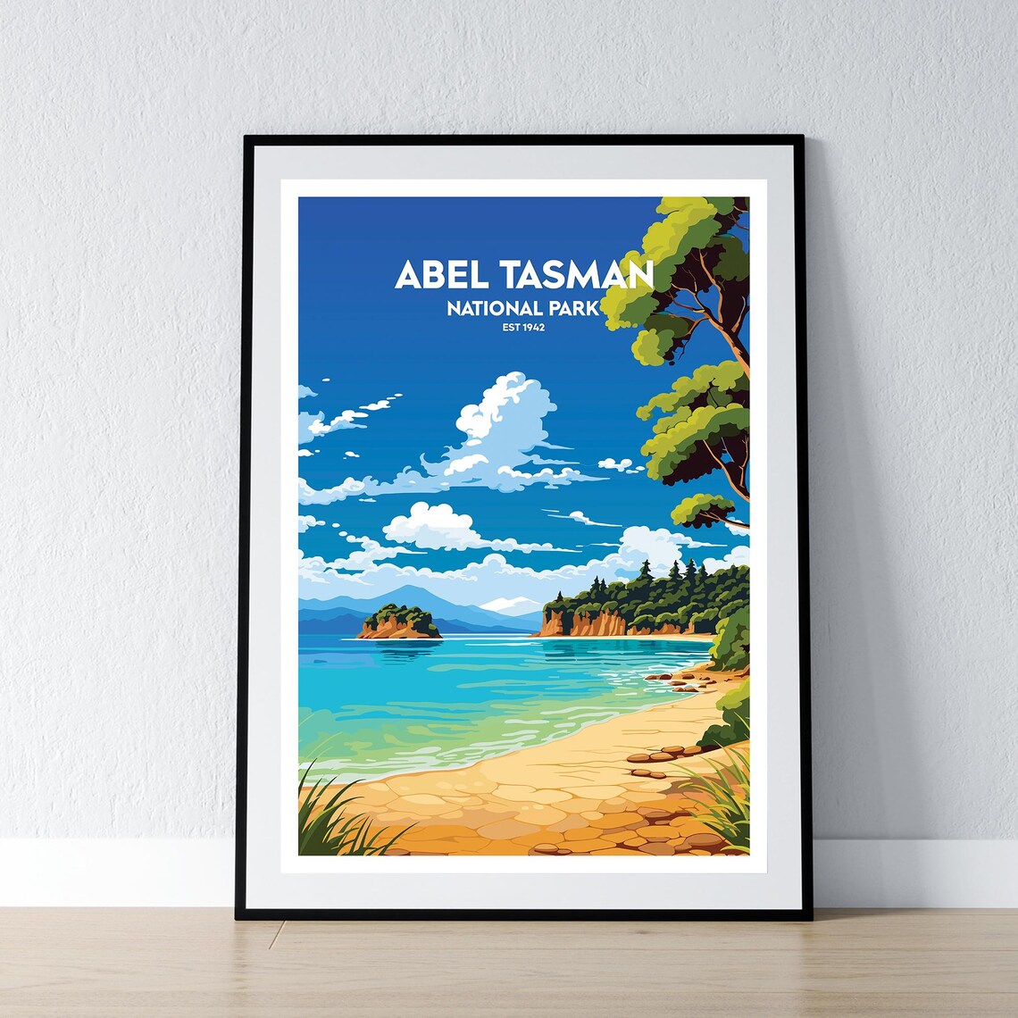 Abel Tasman National Park Est 1942 Coastal Beach Travel Poster