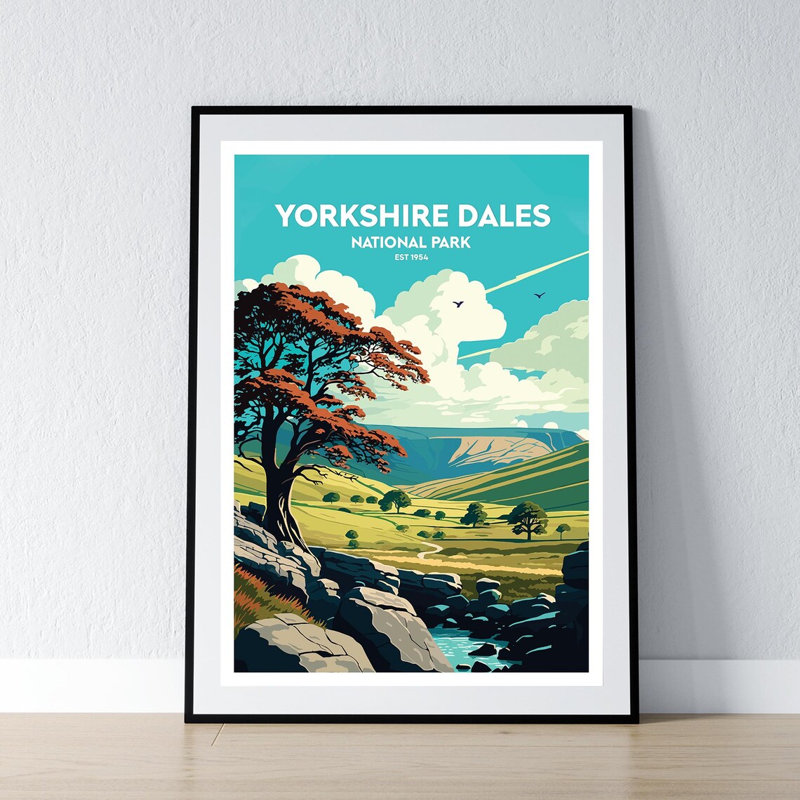 Yorkshire Dales National Park Est 1954 Vintage Travel Art Poster