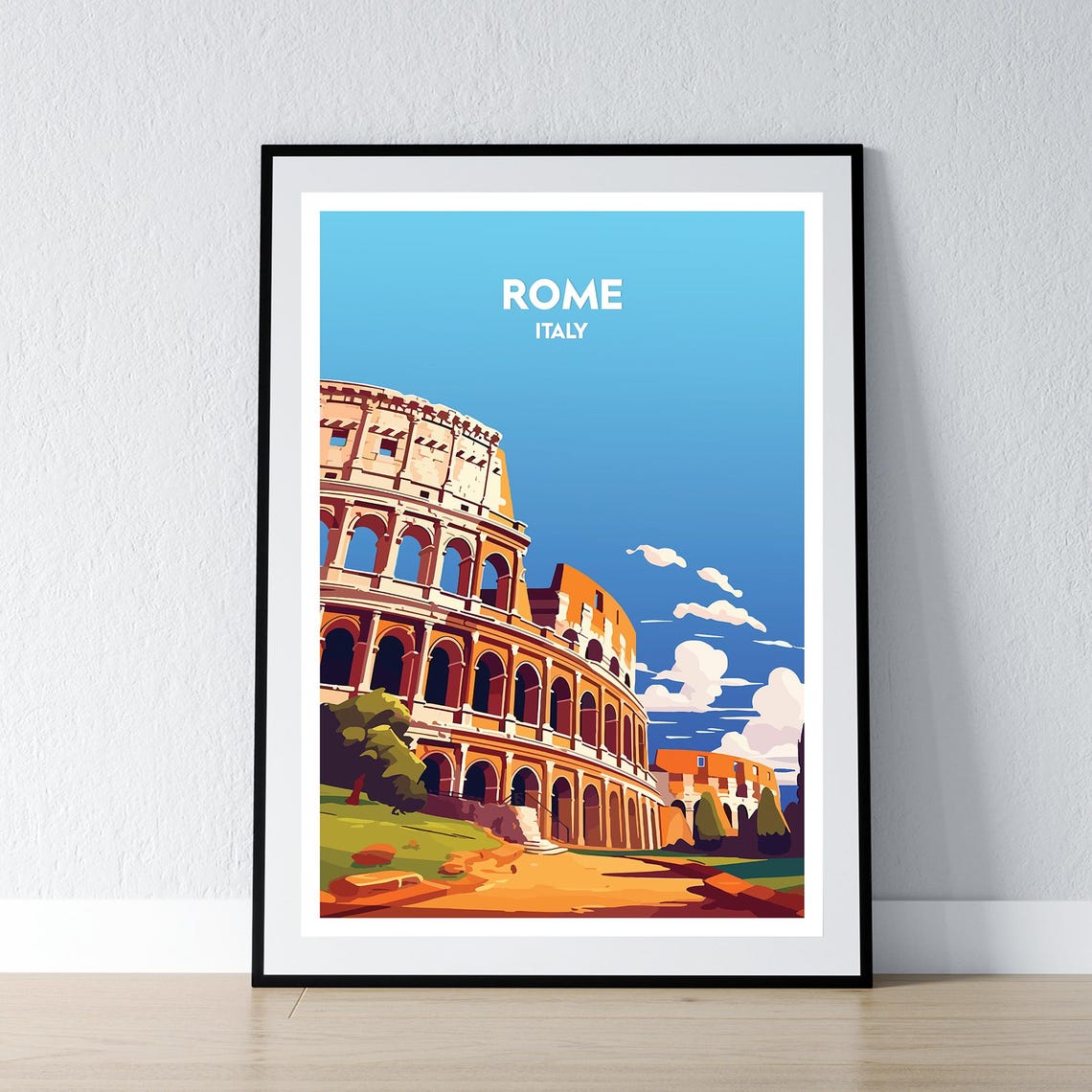 Rome Italy Colosseum Ancient Amphitheater Travel Poster Artwork