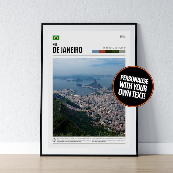 Rio De Janeiro Brazil Coordinates Travel Poster City Bay View Gift