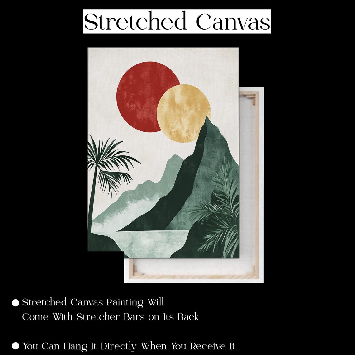Minimalist Red Sun Over Mountain Palm Retro Coastal Decor Poster - Image 2