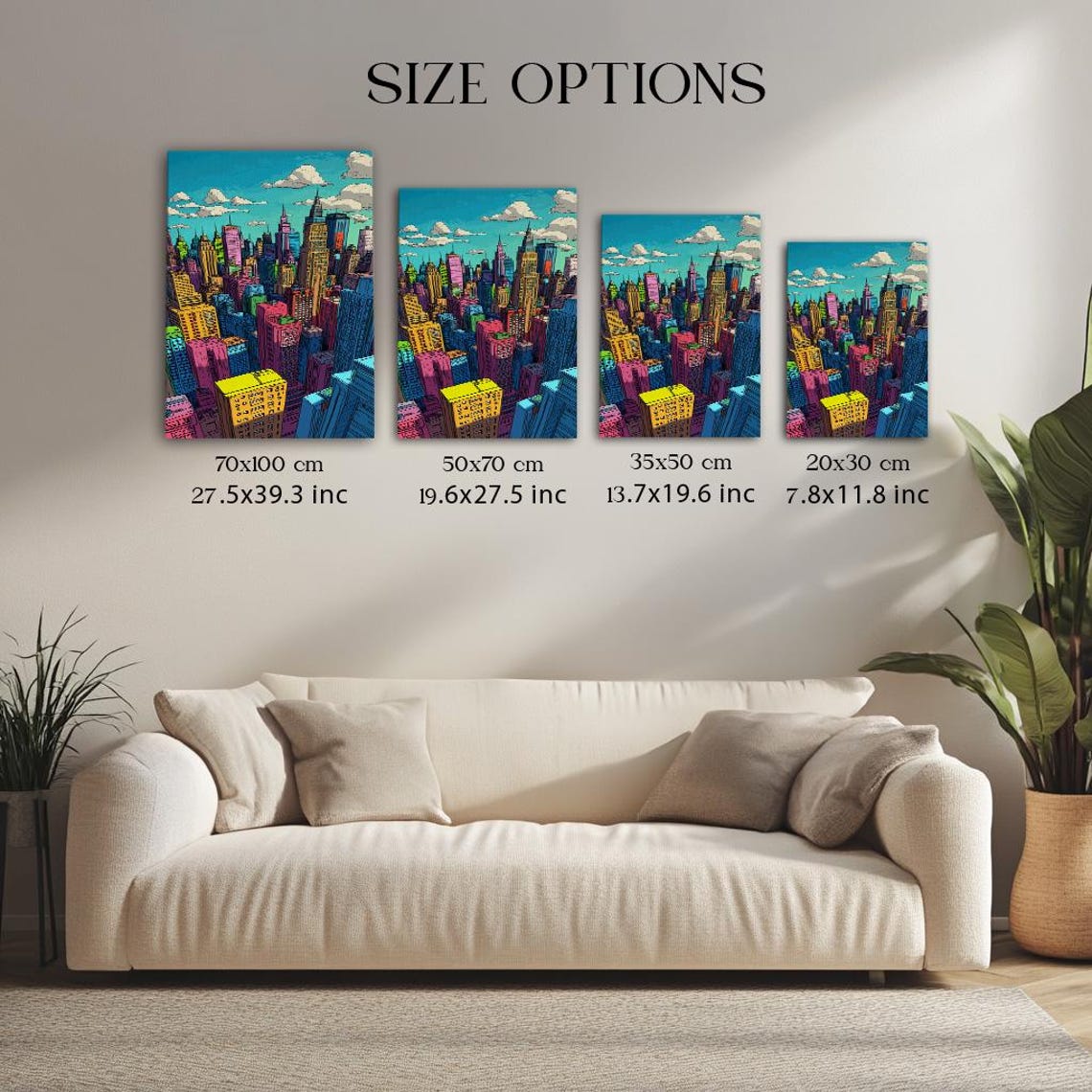 Colorful Pop Art New York City Skyline Urban Comic Style Poster - Image 3