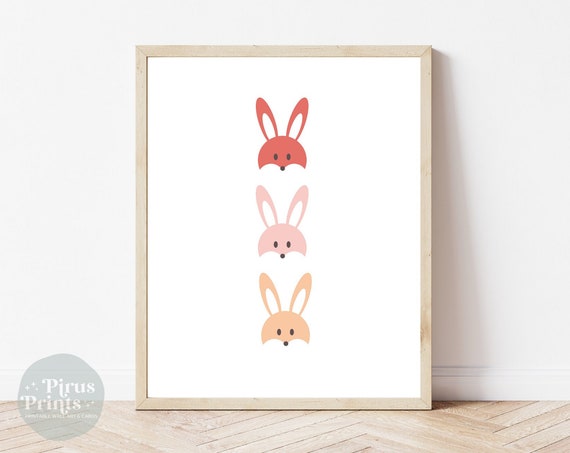 Bunny Easter Decor For Kids Room Nursery Wall Art Cute Easter Playroom Room Spring Decor Bunny Poster