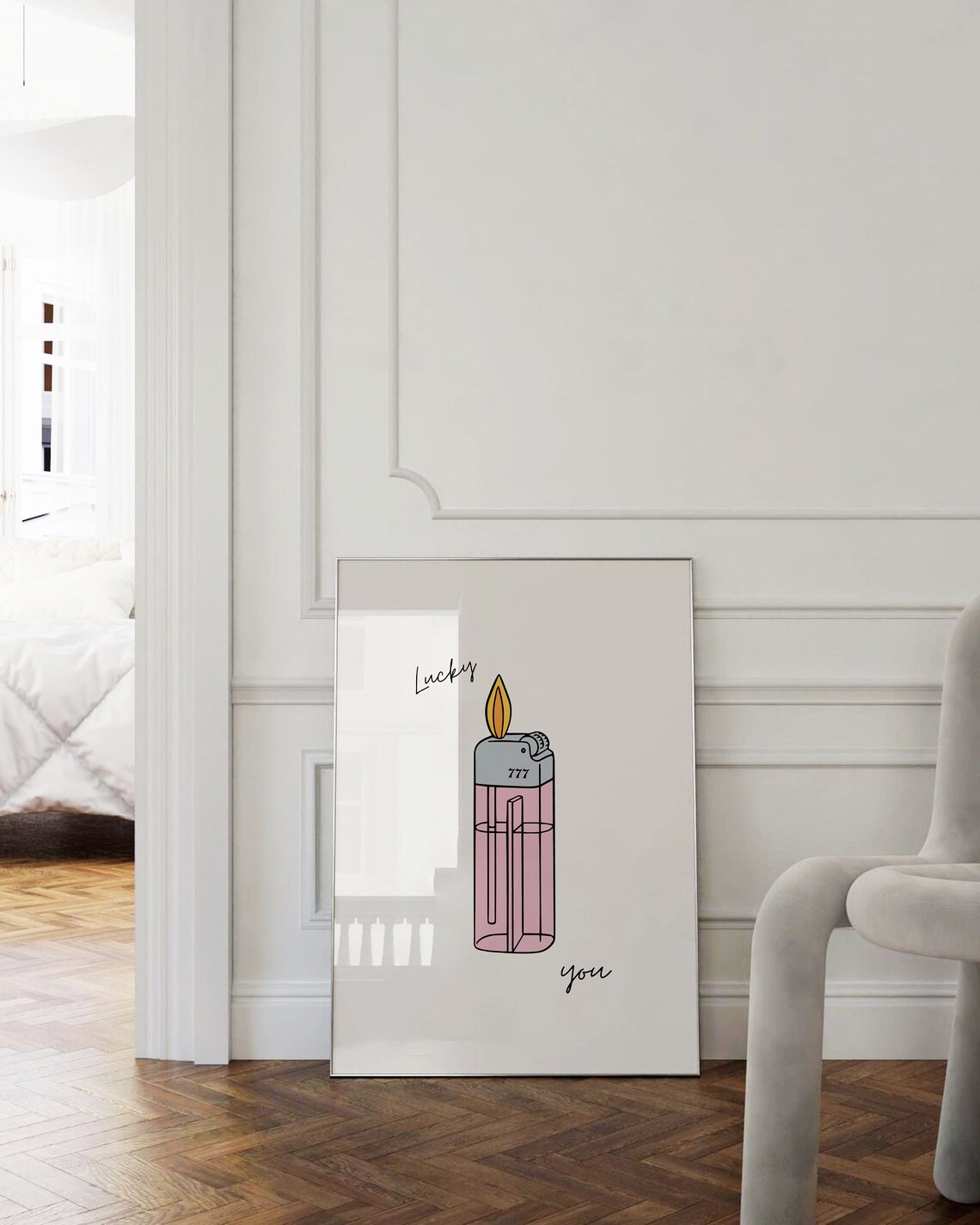 Lucky You 777 Pink Disposable Lighter Illustration Retro Wall Art - Image 4