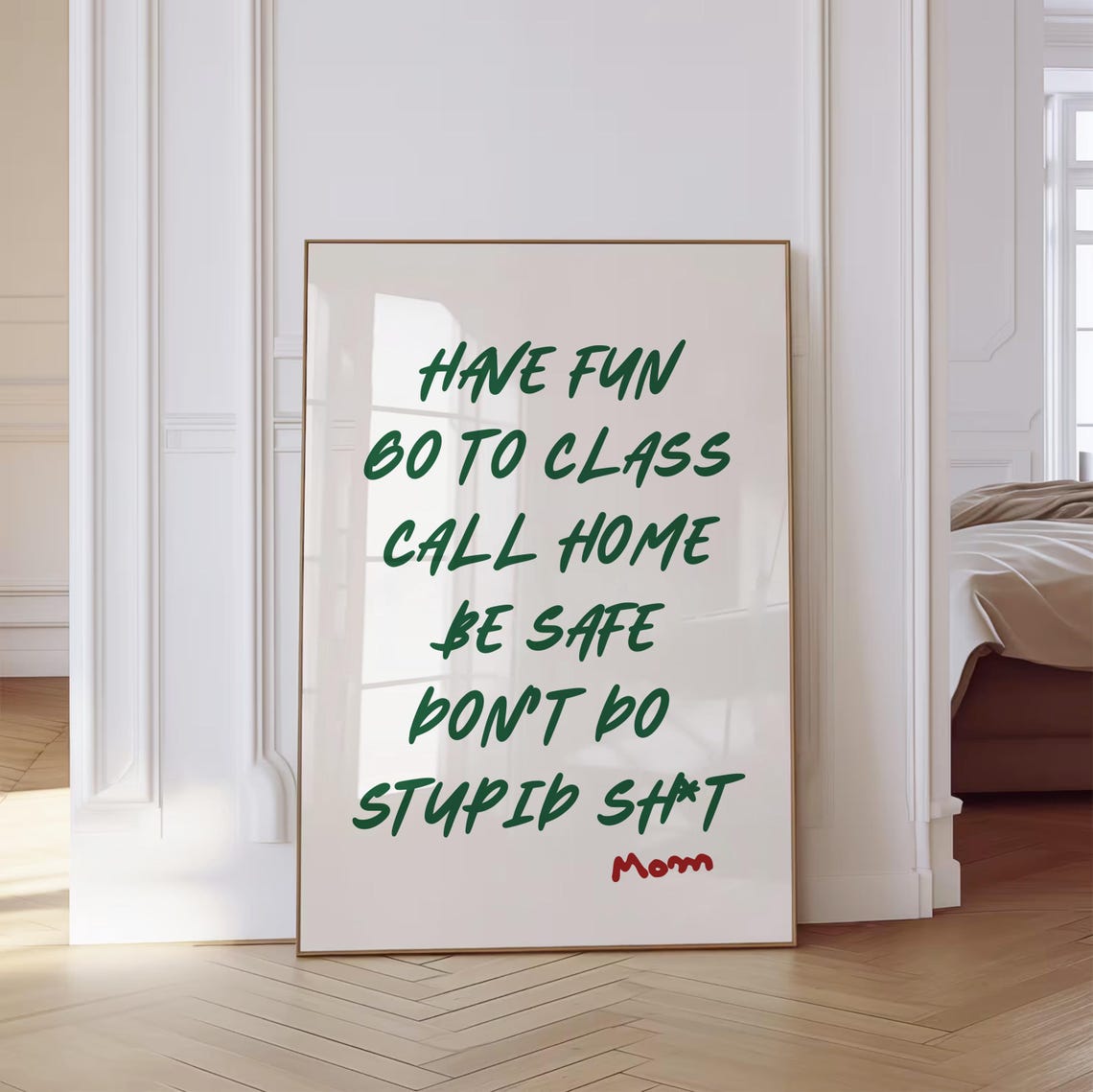 Dorm Rules Have Fun Go to Class Green Script Graduation Poster - Image 4