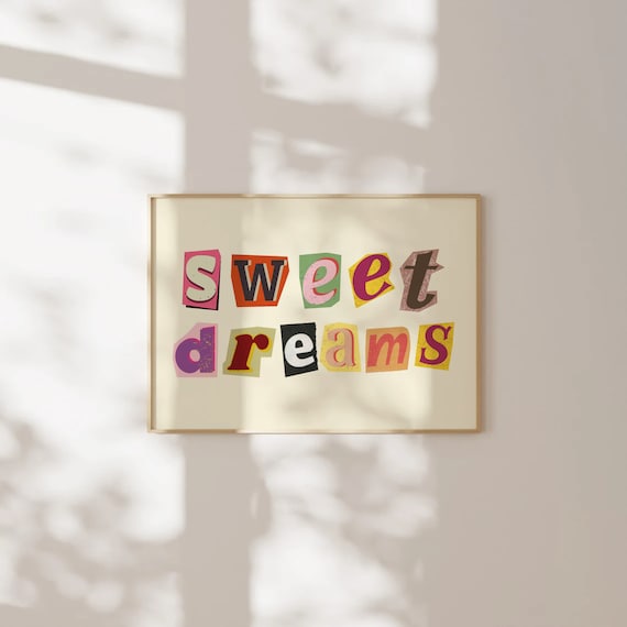 Sweet Dreams Retro Colorful Magazine Collage Lettering Poster
