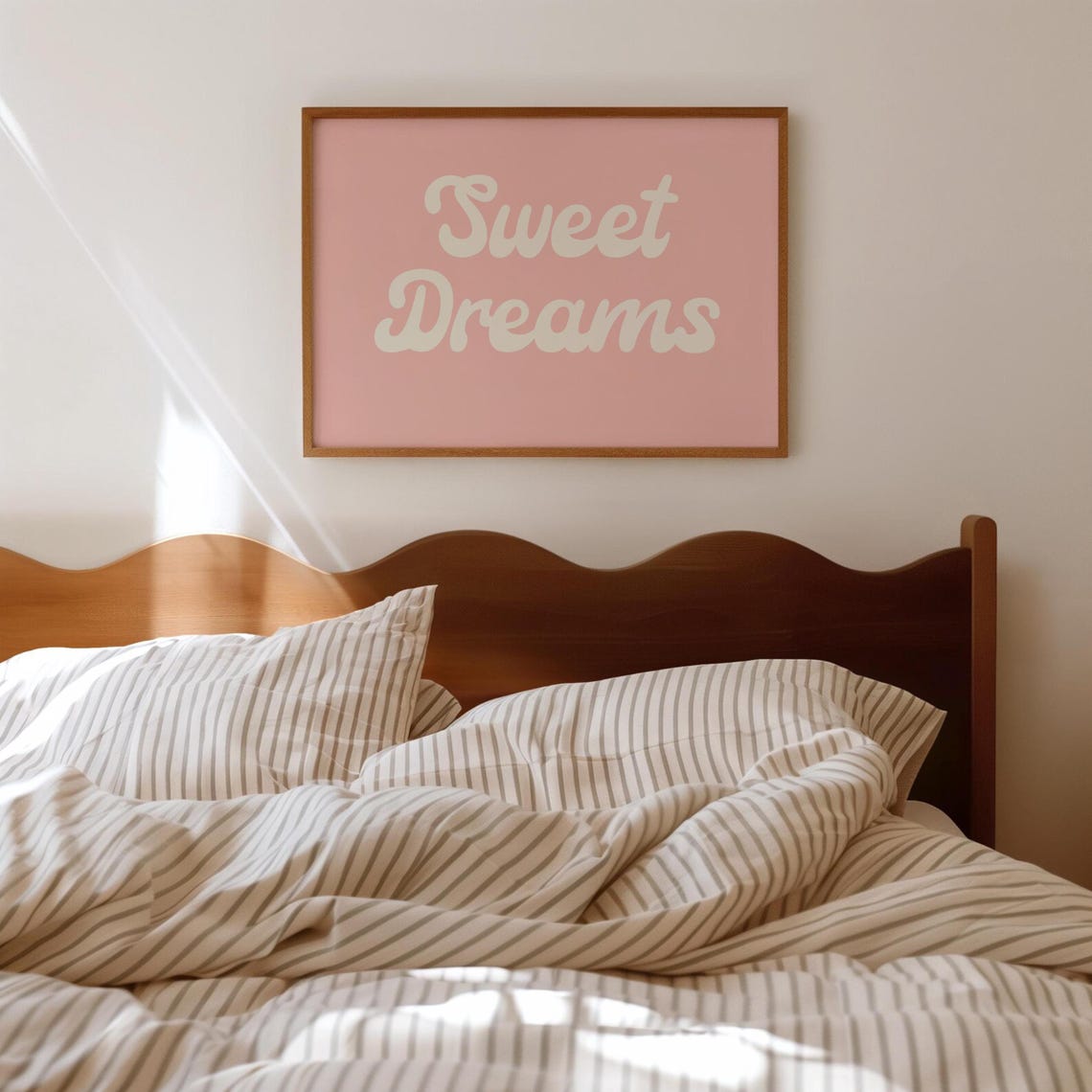 Sweet Dreams White Cursive Script on Pretty Pink Dorm Wall Art - Image 4