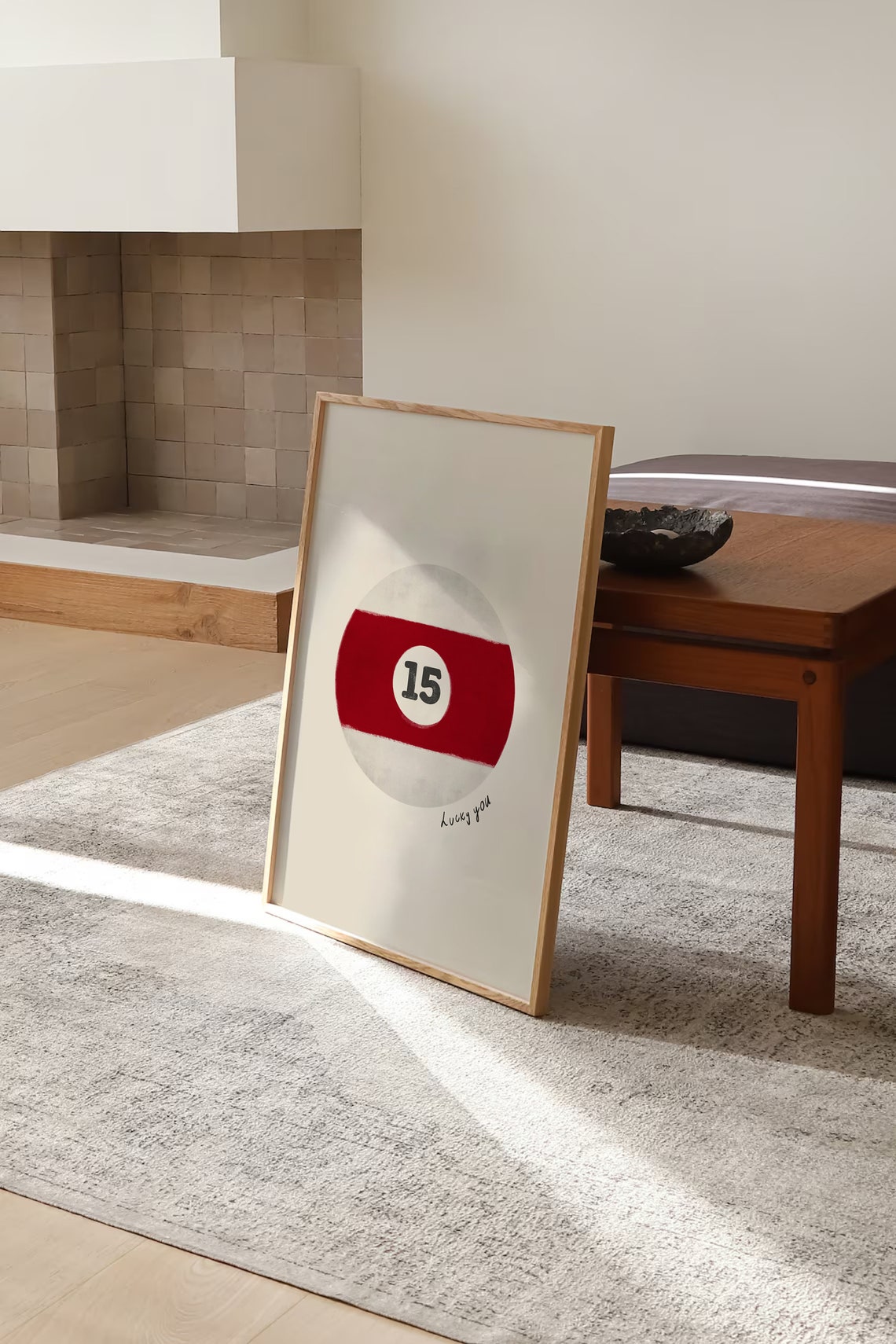 Lucky You Number 15 Red Pool Ball Hand Drawn Trendy Retro Wall Art - Image 4