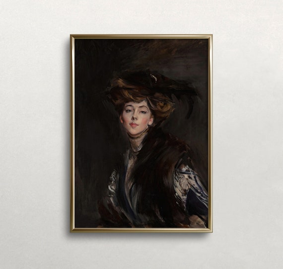 Woman Portrait Victorian Woman Vintage Wall Art Moody Wall Decor Dark Academia Decor Wall Art 462