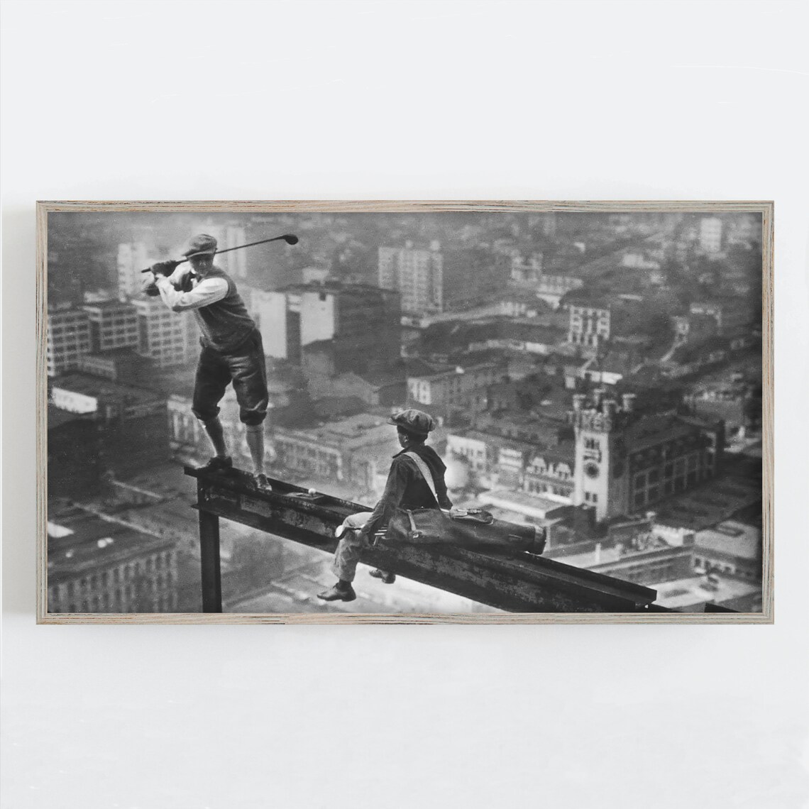 Golf On Skyscraper, Vintage Funny Wall Art