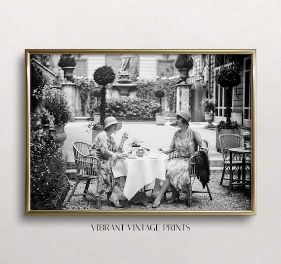 Elegant Tea Party, Black And White Art Print