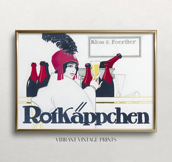 Rotkäppchen Vintage German Champagne Advertising Lady Flapper Poster