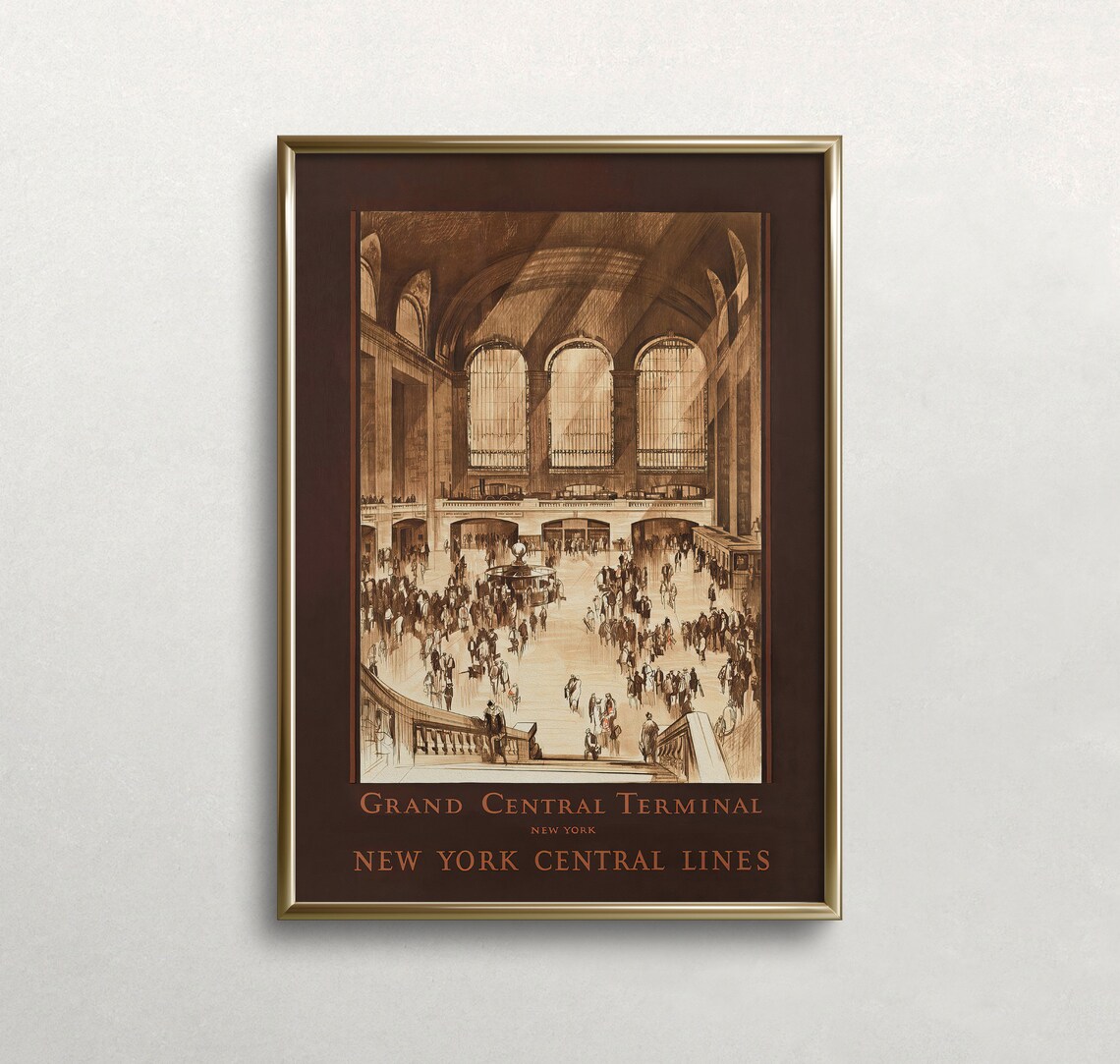 Grand Central Station Vintage Travel Poster, New York City